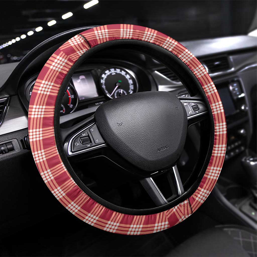 Red Hawaii Palaka Steering Wheel Cover Hawaiian Pikake Lei LT05 Universal Fit Red - Polynesian Pride