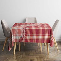 Red Hawaii Palaka Tablecloth Hawaiian Pikake Lei