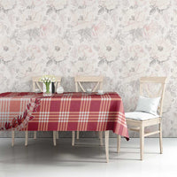 Red Hawaii Palaka Tablecloth Hawaiian Pikake Lei