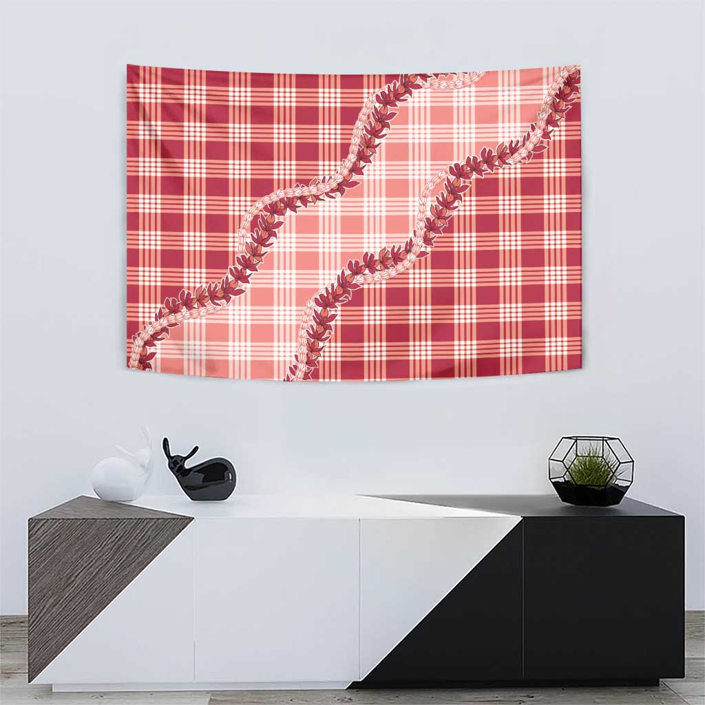 Red Hawaii Palaka Tapestry Hawaiian Pikake Lei LT05 - Polynesian Pride