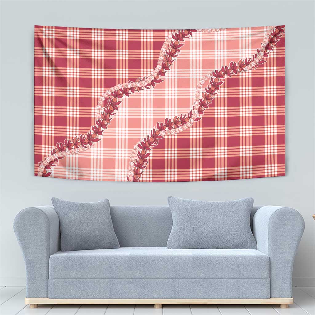 Red Hawaii Palaka Tapestry Hawaiian Pikake Lei LT05 - Polynesian Pride