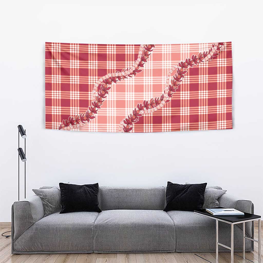 Red Hawaii Palaka Tapestry Hawaiian Pikake Lei LT05 - Polynesian Pride