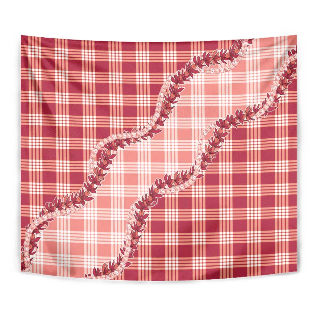 Red Hawaii Palaka Tapestry Hawaiian Pikake Lei LT05 - Polynesian Pride