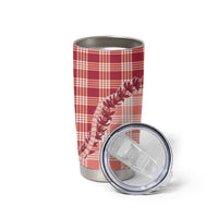 Red Hawaii Palaka Tumbler Cup Hawaiian Pikake Lei
