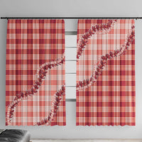 Red Hawaii Palaka Window Curtain Hawaiian Pikake Lei