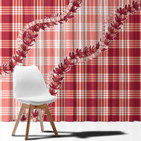 Red Hawaii Palaka Window Curtain Hawaiian Pikake Lei