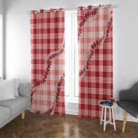 Red Hawaii Palaka Window Curtain Hawaiian Pikake Lei