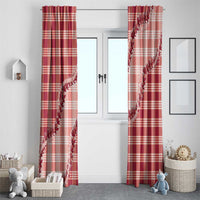 Red Hawaii Palaka Window Curtain Hawaiian Pikake Lei