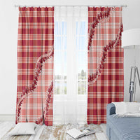 Red Hawaii Palaka Window Curtain Hawaiian Pikake Lei