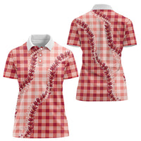 Red Hawaii Palaka Women Polo Shirt Hawaiian Pikake Lei LT05 - Polynesian Pride
