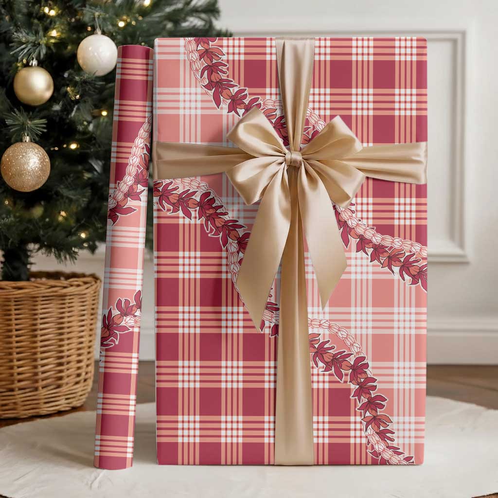 Red Hawaii Palaka Wrapping Paper Hawaiian Pikake Lei LT05 - Polynesian Pride