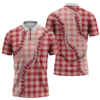 Red Hawaii Palaka Zipper Polo Shirt Hawaiian Pikake Lei LT05 - Polynesian Pride