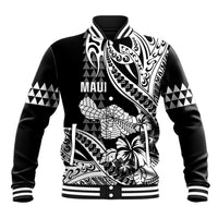 Hawaii Maui Upena Kiloi Baseball Jacket Kakau Tribal Pattern Black Version LT05 Unisex Black - Polynesian Pride