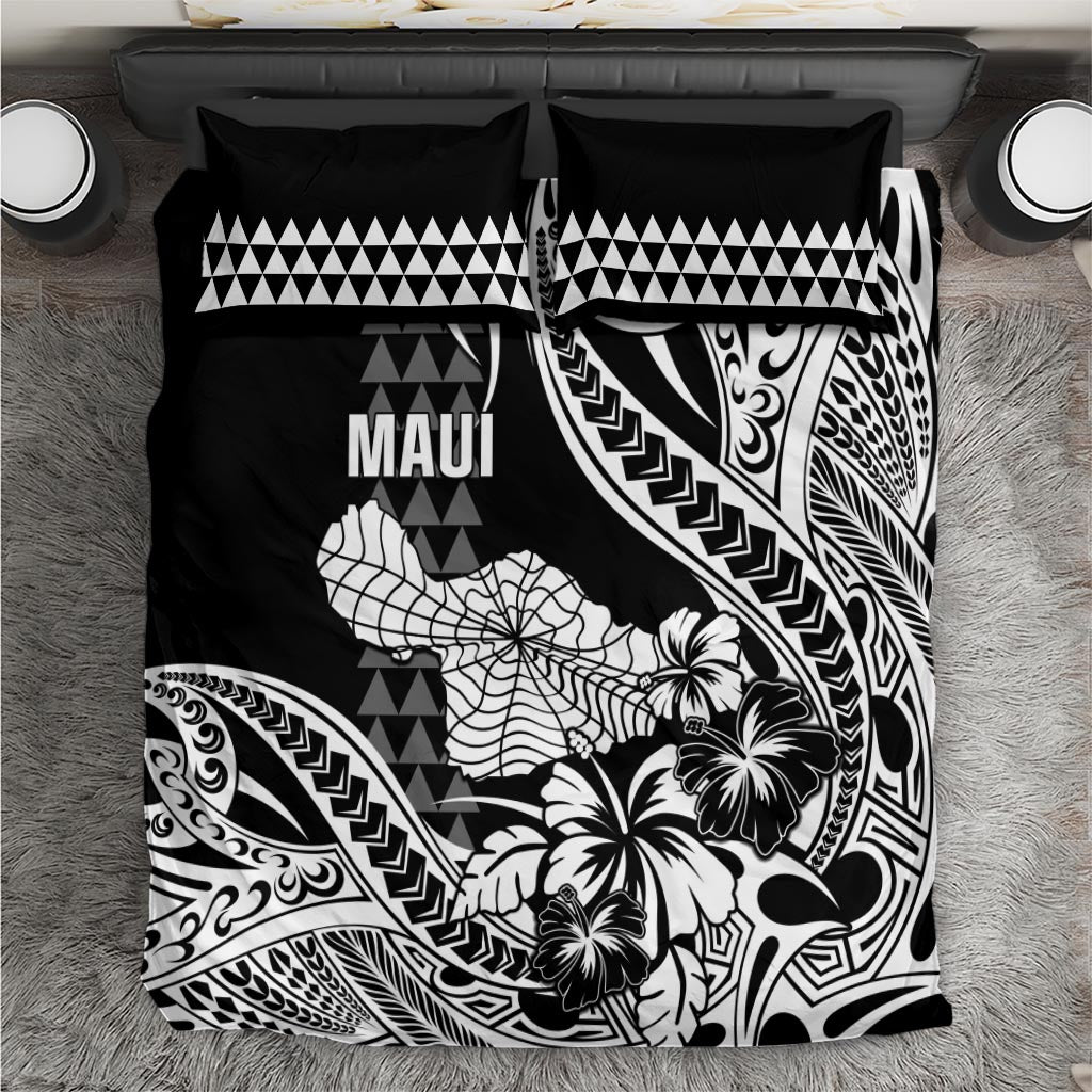 Hawaii Maui Upena Kiloi Bedding Set Kakau Tribal Pattern Black Version