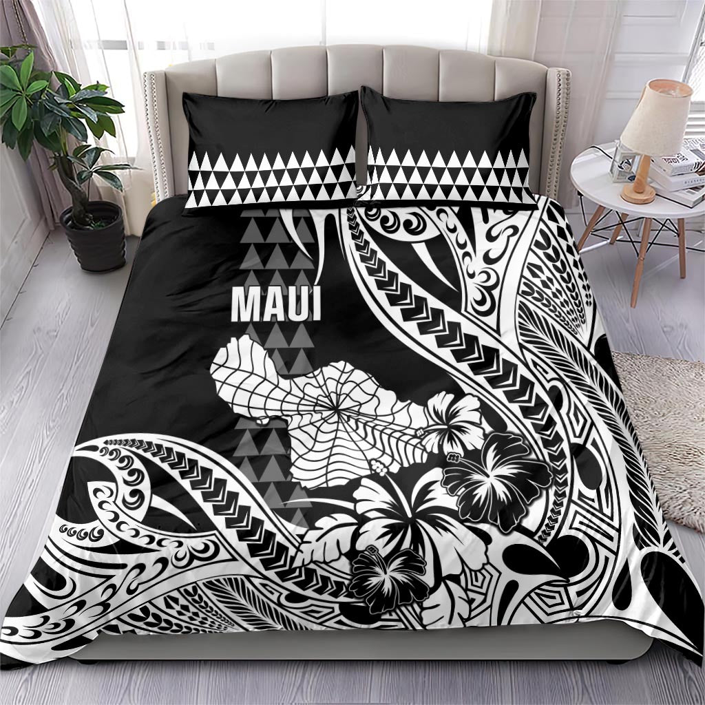 Hawaii Maui Upena Kiloi Bedding Set Kakau Tribal Pattern Black Version LT05 - Polynesian Pride