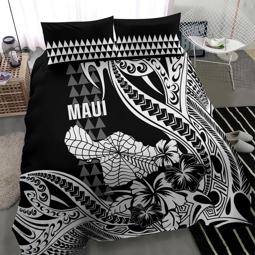 Hawaii Maui Upena Kiloi Bedding Set Kakau Tribal Pattern Black Version LT05 - Polynesian Pride