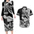 Hawaii Maui Upena Kiloi Couples Matching Long Sleeve Bodycon Dress and Hawaiian Shirt Kakau Tribal Pattern Black Version