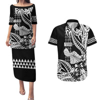 Hawaii Maui Upena Kiloi Couples Matching Puletasi and Hawaiian Shirt Kakau Tribal Pattern Black Version LT05 Black - Polynesian Pride