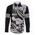 Hawaii Maui Upena Kiloi Family Matching Off The Shoulder Long Sleeve Dress and Hawaiian Shirt Kakau Tribal Pattern Black Version