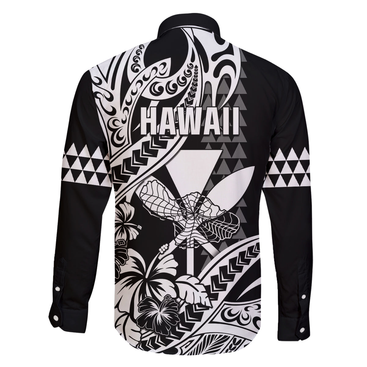 Hawaii Maui Upena Kiloi Family Matching Off The Shoulder Long Sleeve Dress and Hawaiian Shirt Kakau Tribal Pattern Black Version LT05 - Polynesian Pride