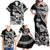 Hawaii Maui Upena Kiloi Family Matching Off Shoulder Maxi Dress and Hawaiian Shirt Kakau Tribal Pattern Black Version