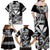 Hawaii Maui Upena Kiloi Family Matching Off Shoulder Maxi Dress and Hawaiian Shirt Kakau Tribal Pattern Black Version