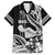 Hawaii Maui Upena Kiloi Family Matching Off Shoulder Maxi Dress and Hawaiian Shirt Kakau Tribal Pattern Black Version