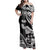 Hawaii Maui Upena Kiloi Family Matching Off Shoulder Maxi Dress and Hawaiian Shirt Kakau Tribal Pattern Black Version