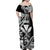 Hawaii Maui Upena Kiloi Family Matching Off Shoulder Maxi Dress and Hawaiian Shirt Kakau Tribal Pattern Black Version