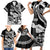 Hawaii Maui Upena Kiloi Family Matching Short Sleeve Bodycon Dress and Hawaiian Shirt Kakau Tribal Pattern Black Version