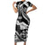 Hawaii Maui Upena Kiloi Family Matching Short Sleeve Bodycon Dress and Hawaiian Shirt Kakau Tribal Pattern Black Version