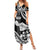 Hawaii Maui Upena Kiloi Family Matching Summer Maxi Dress and Hawaiian Shirt Kakau Tribal Pattern Black Version