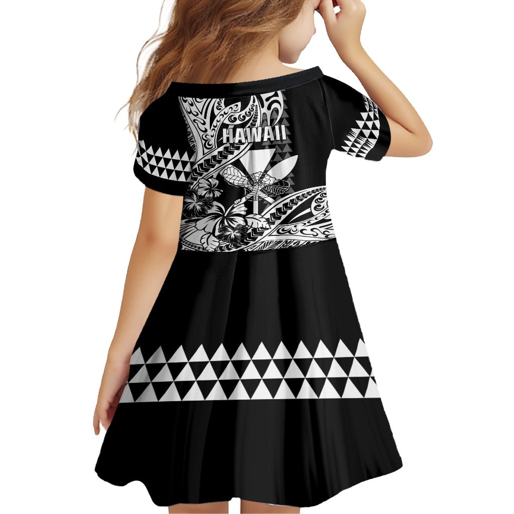 Hawaii Maui Upena Kiloi Family Matching Tank Maxi Dress and Hawaiian Shirt Kakau Tribal Pattern Black Version