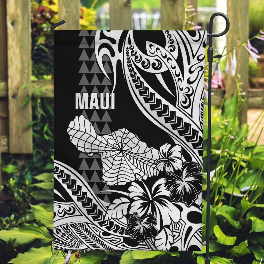 Hawaii Maui Upena Kiloi Garden Flag Kakau Tribal Pattern Black Version