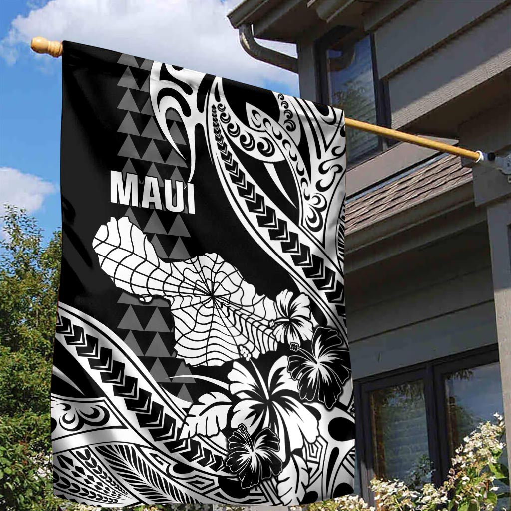 Hawaii Maui Upena Kiloi Garden Flag Kakau Tribal Pattern Black Version LT05 - Polynesian Pride