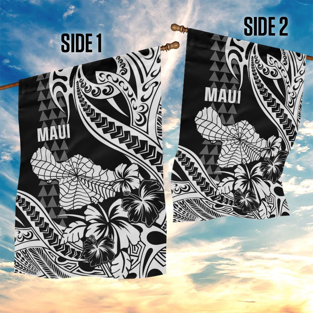 Hawaii Maui Upena Kiloi Garden Flag Kakau Tribal Pattern Black Version LT05 - Polynesian Pride