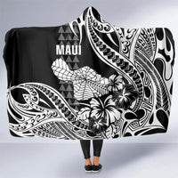 Hawaii Maui Upena Kiloi Hooded Blanket Kakau Tribal Pattern Black Version LT05 - Polynesian Pride