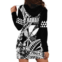 Hawaii Maui Upena Kiloi Hoodie Dress Kakau Tribal Pattern Black Version LT05 - Polynesian Pride