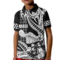 Hawaii Maui Upena Kiloi Kid Polo Shirt Kakau Tribal Pattern Black Version