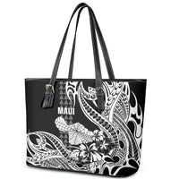 Hawaii Maui Upena Kiloi Leather Tote Bag Kakau Tribal Pattern Black Version LT05 - Polynesian Pride
