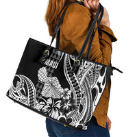 Hawaii Maui Upena Kiloi Leather Tote Bag Kakau Tribal Pattern Black Version LT05 - Polynesian Pride