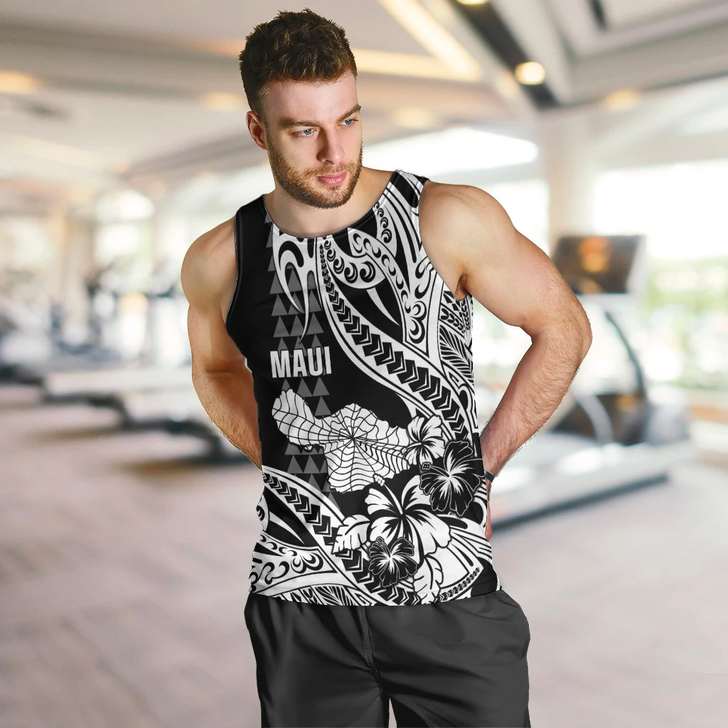 Hawaii Maui Upena Kiloi Men Tank Top Kakau Tribal Pattern Black Version LT05 Black - Polynesian Pride