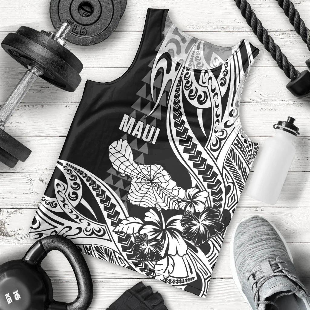 Hawaii Maui Upena Kiloi Men Tank Top Kakau Tribal Pattern Black Version LT05 - Polynesian Pride