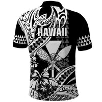 Hawaii Maui Upena Kiloi Polo Shirt Kakau Tribal Pattern Black Version