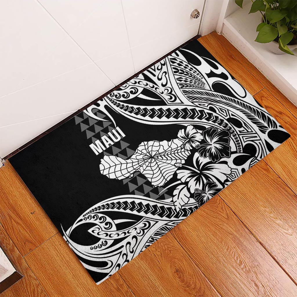 Hawaii Maui Upena Kiloi Rubber Doormat Kakau Tribal Pattern Black Version LT05 Black - Polynesian Pride