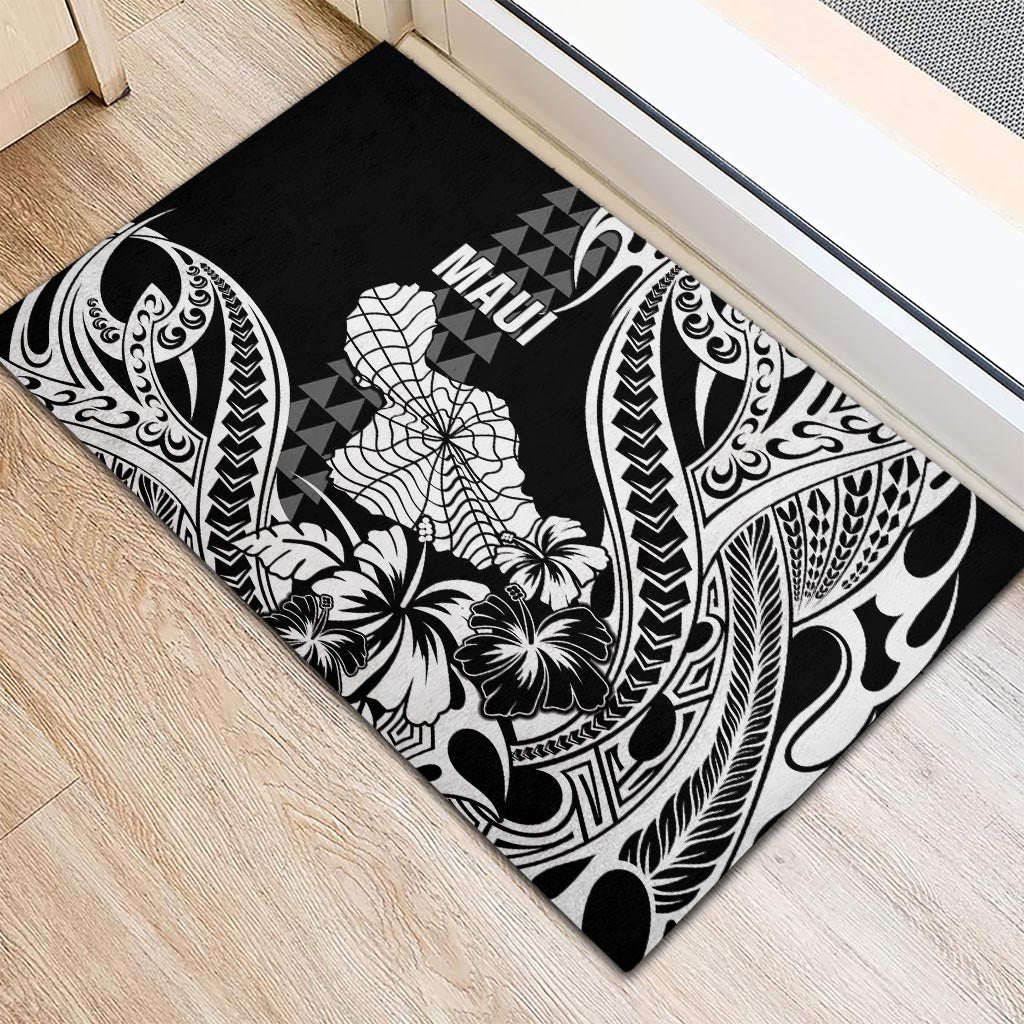 Hawaii Maui Upena Kiloi Rubber Doormat Kakau Tribal Pattern Black Version LT05 - Polynesian Pride