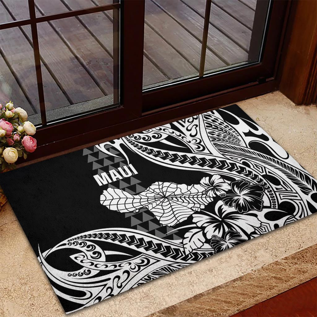 Hawaii Maui Upena Kiloi Rubber Doormat Kakau Tribal Pattern Black Version LT05 - Polynesian Pride
