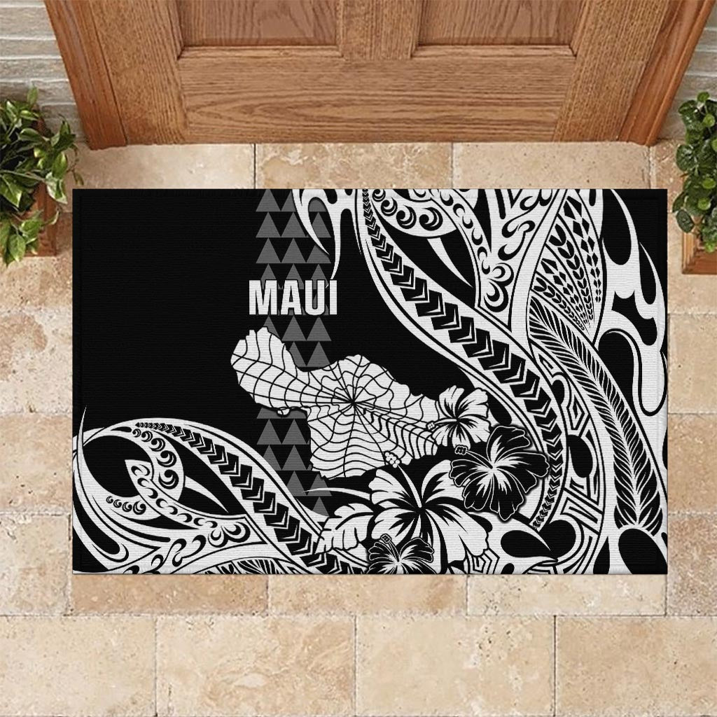Hawaii Maui Upena Kiloi Rubber Doormat Kakau Tribal Pattern Black Version LT05 - Polynesian Pride