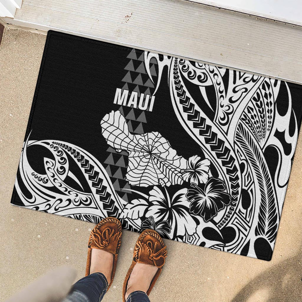 Hawaii Maui Upena Kiloi Rubber Doormat Kakau Tribal Pattern Black Version LT05 - Polynesian Pride