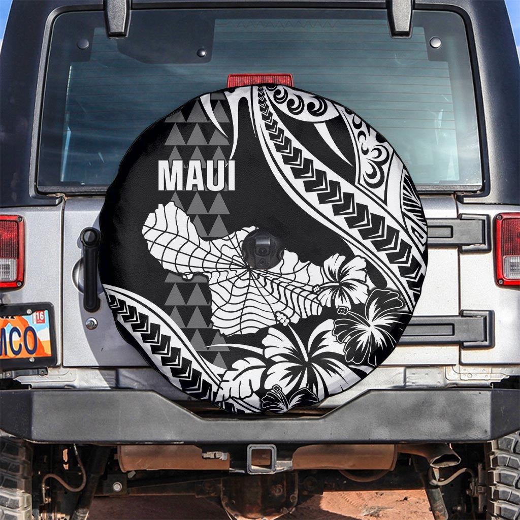 Hawaii Maui Upena Kiloi Spare Tire Cover Kakau Tribal Pattern Black Version LT05 Black - Polynesian Pride